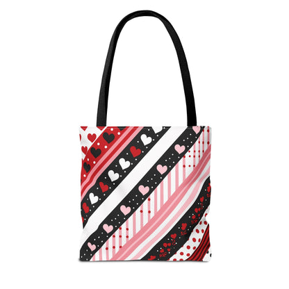 Hearts Diagonal Stripe Tote Bag