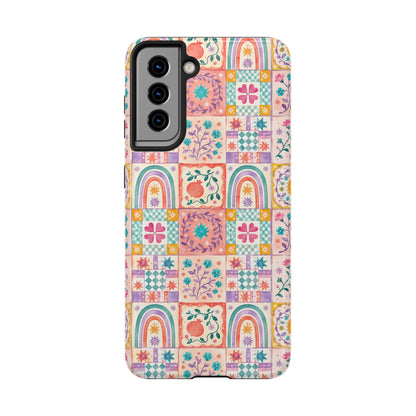 Boho Patchwork Rainbow Tile Design Tough Phone Case