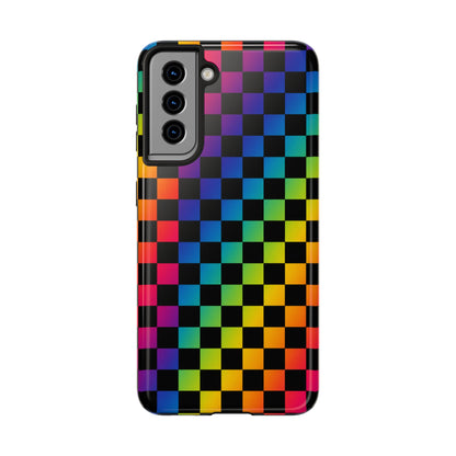 Rainbow Checkerboard Tough Phone Case