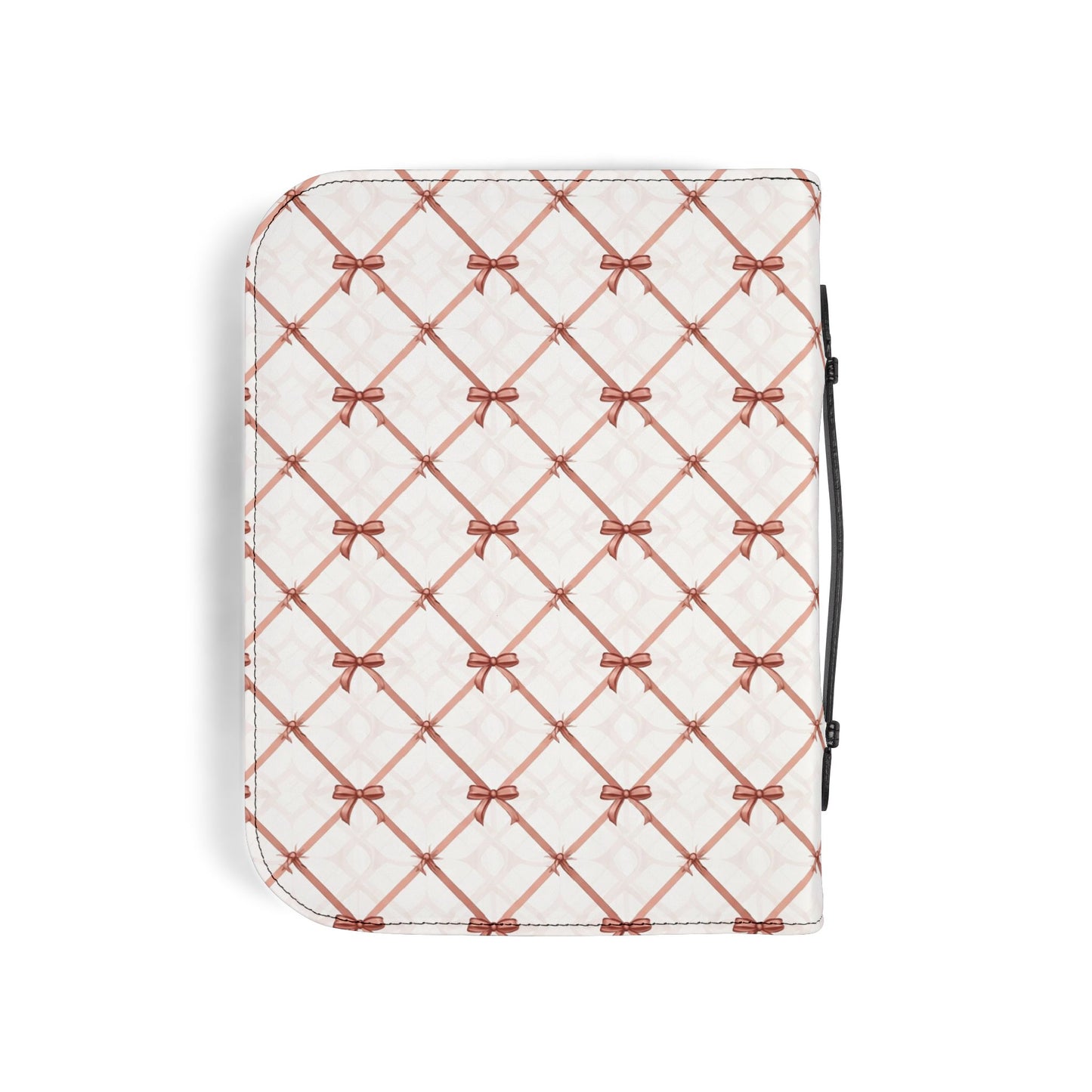 Quilted Rose Bow Pattern Zippered Bible Cover