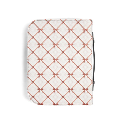 Quilted Rose Bow Pattern Zippered Bible Cover