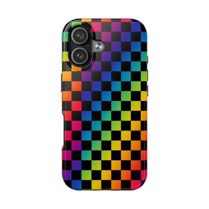 Rainbow Checkerboard Tough Phone Case