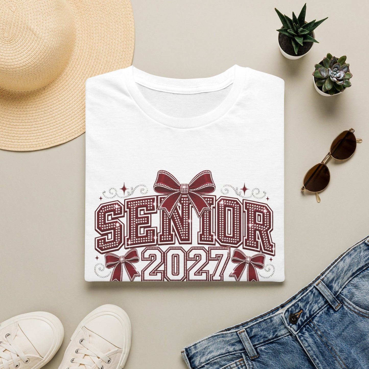 Senior 2027 T‑Shirt — Class of 2027 Cheer Bow Design