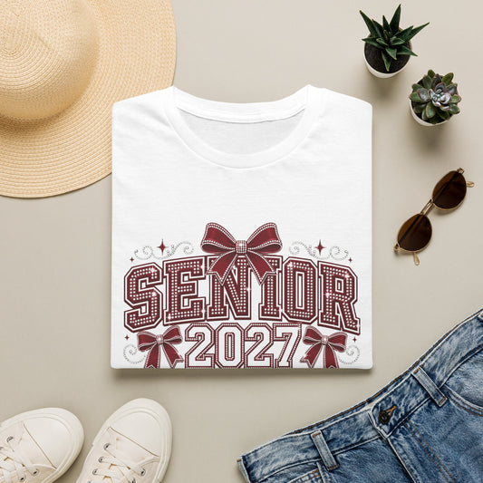 Senior 2027 T‑Shirt — Class of 2027 Cheer Bow Design