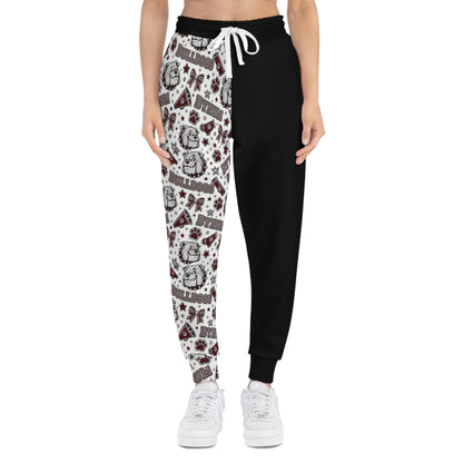Bulldogs Mascot Athletic Joggers — Half-Print School Spirit Sweatpants
