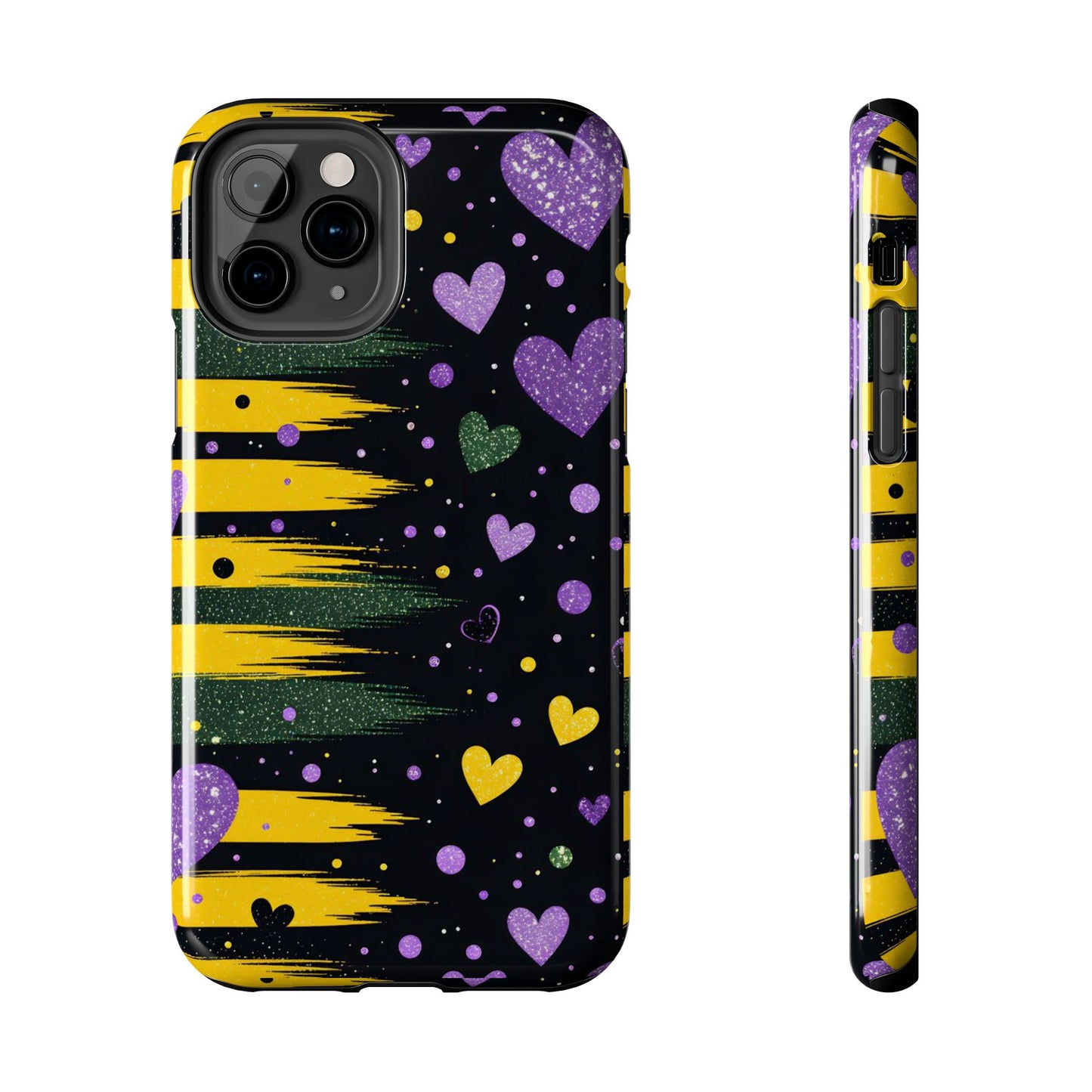 Glitter Hearts Stripe Phone Case