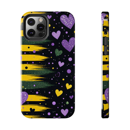 Glitter Hearts Stripe Phone Case