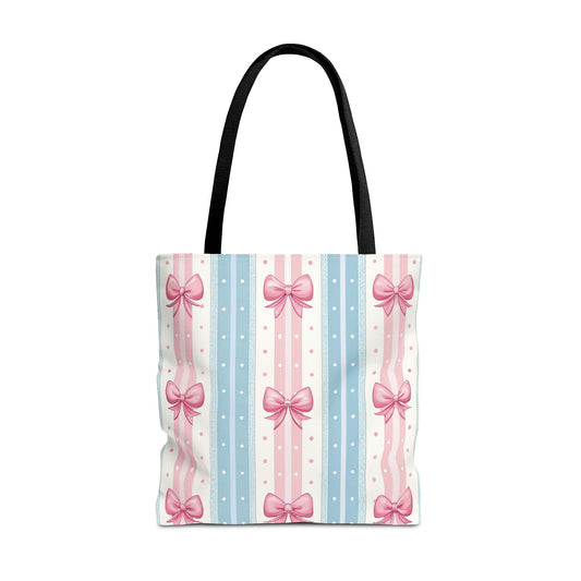 Bow Stripes & Polka Dots Tote Bag