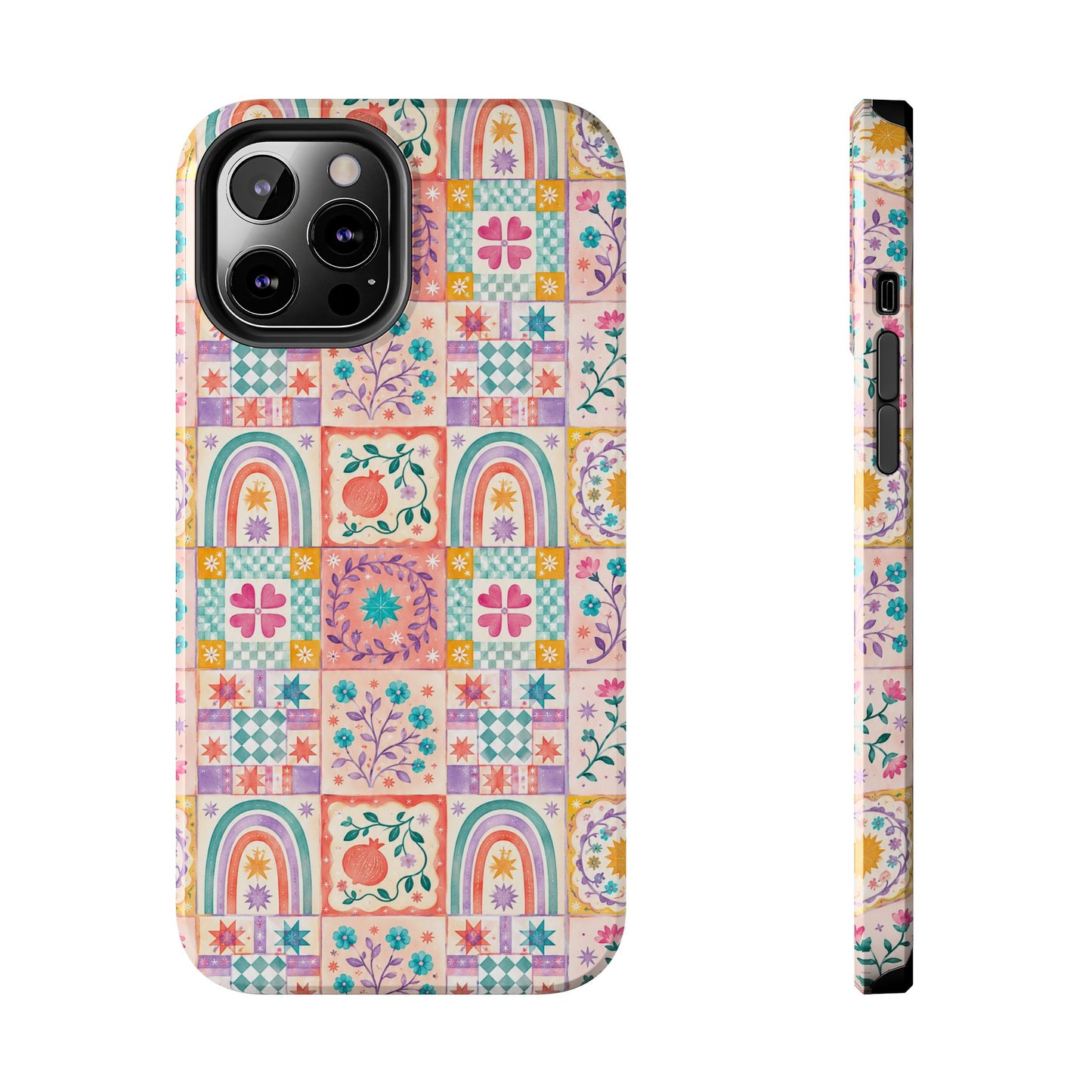 Boho Patchwork Rainbow Tile Design Tough Phone Case