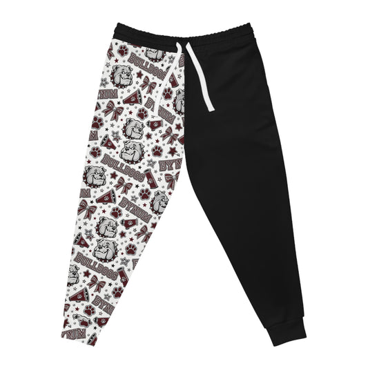 Bulldogs Mascot Athletic Joggers — Half-Print School Spirit Sweatpants