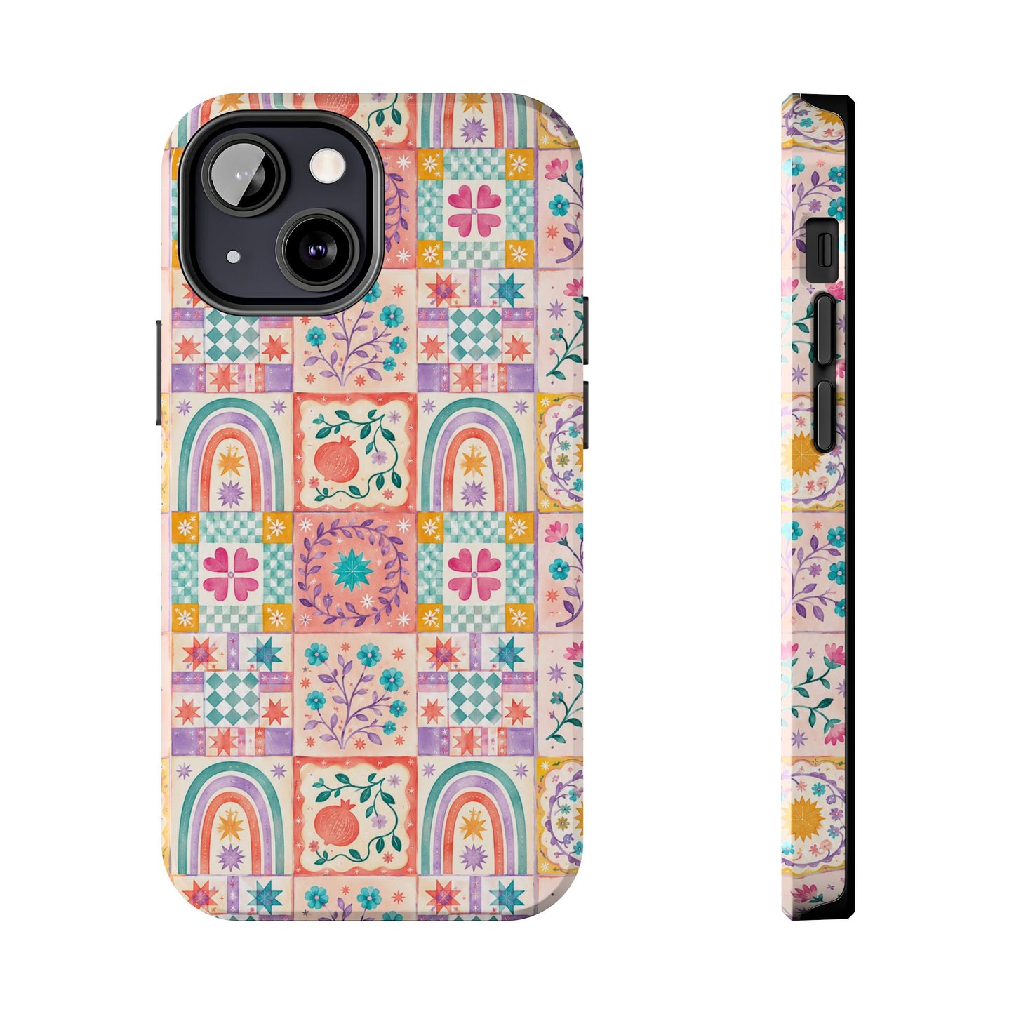 Boho Patchwork Rainbow Tile Design Tough Phone Case