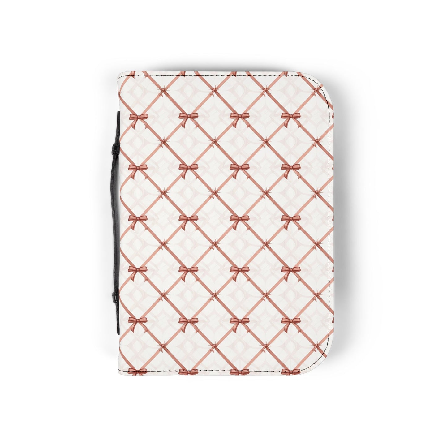 Quilted Rose Bow Pattern Zippered Bible Cover