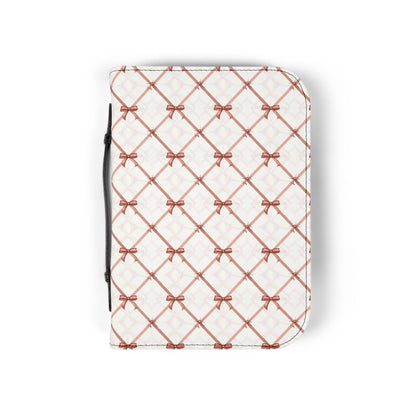 Quilted Rose Bow Pattern Zippered Bible Cover