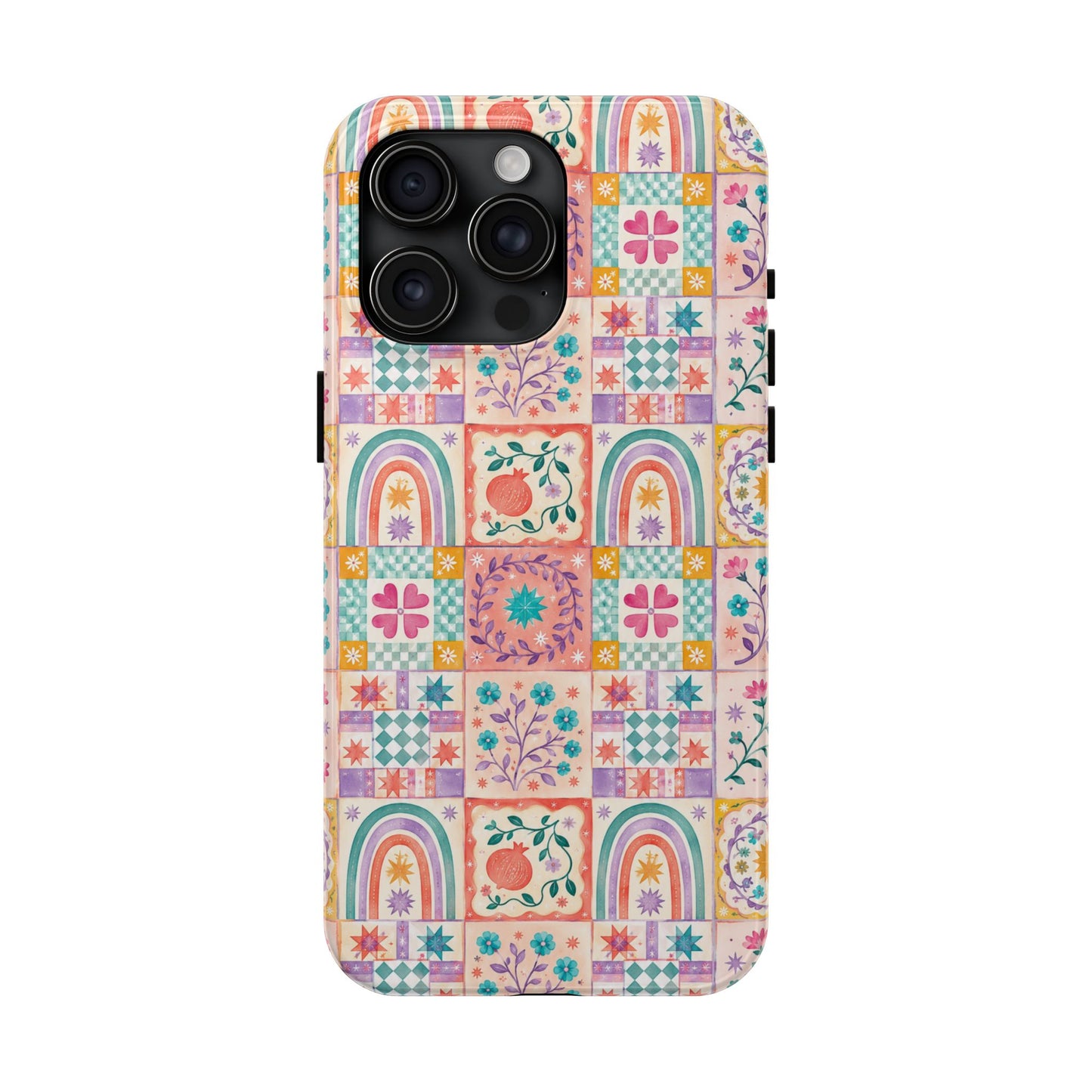 Boho Patchwork Rainbow Tile Design Tough Phone Case