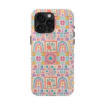 Boho Patchwork Rainbow Tile Design Tough Phone Case