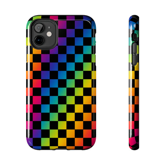 Rainbow Checkerboard Tough Phone Case