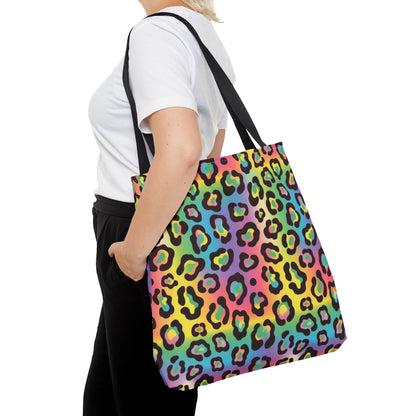 Rainbow Leopard Print Tote Bag