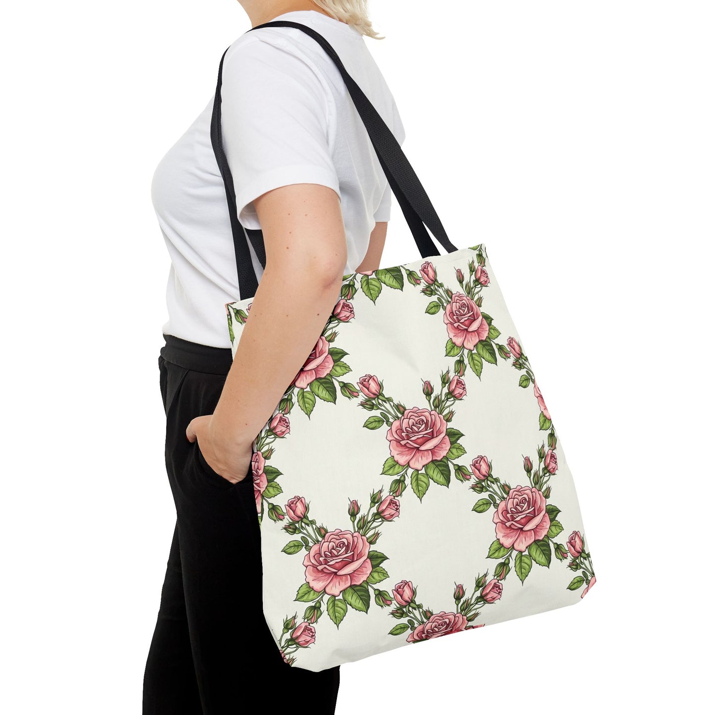 Vintage Pink Rose Wreath Tote Bag