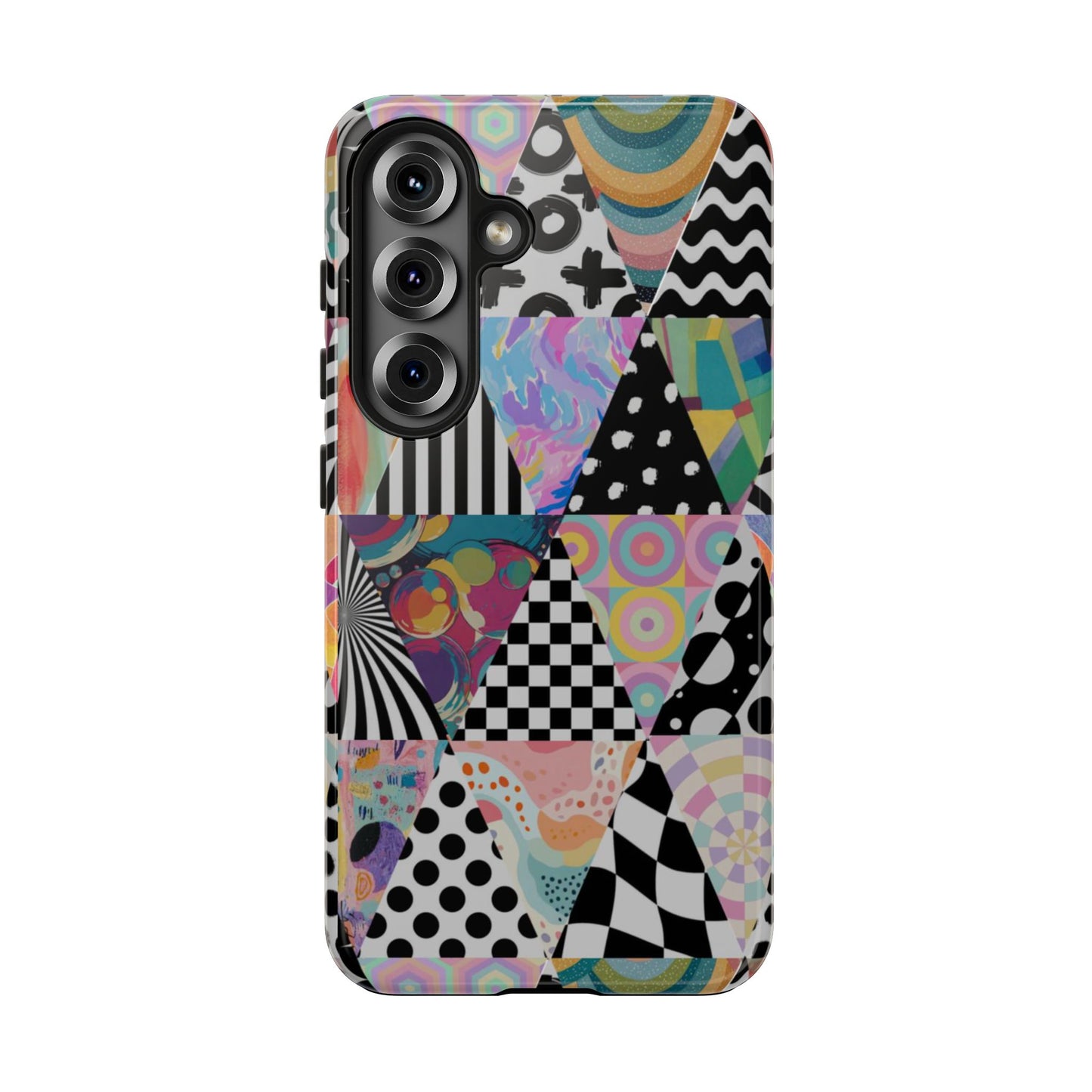 Retro Geometric Patchwork Design Tough Phone Case