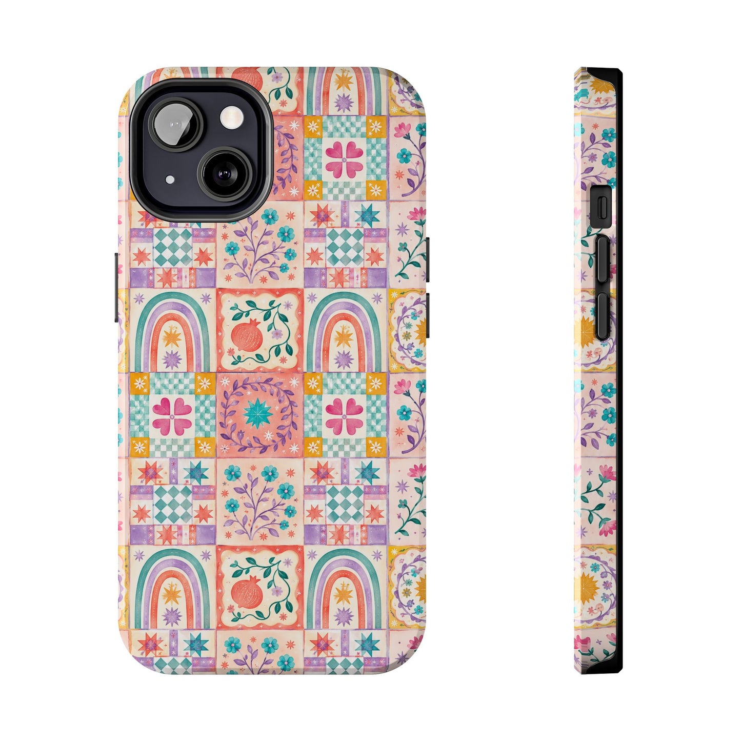 Boho Patchwork Rainbow Tile Design Tough Phone Case