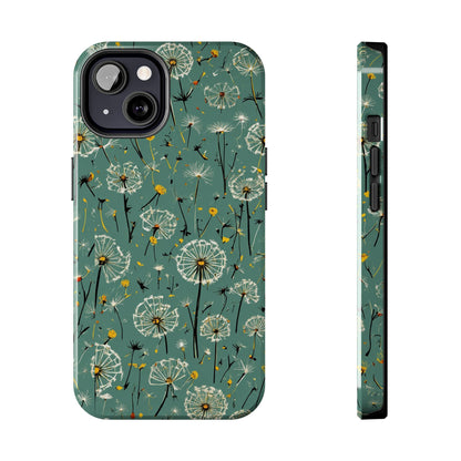 Teal Dandelion Floral Protective Cover Tough Phone Case
