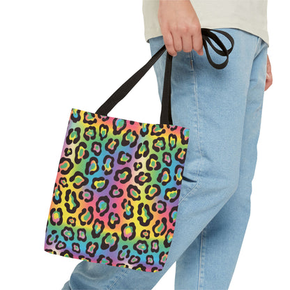 Rainbow Leopard Print Tote Bag