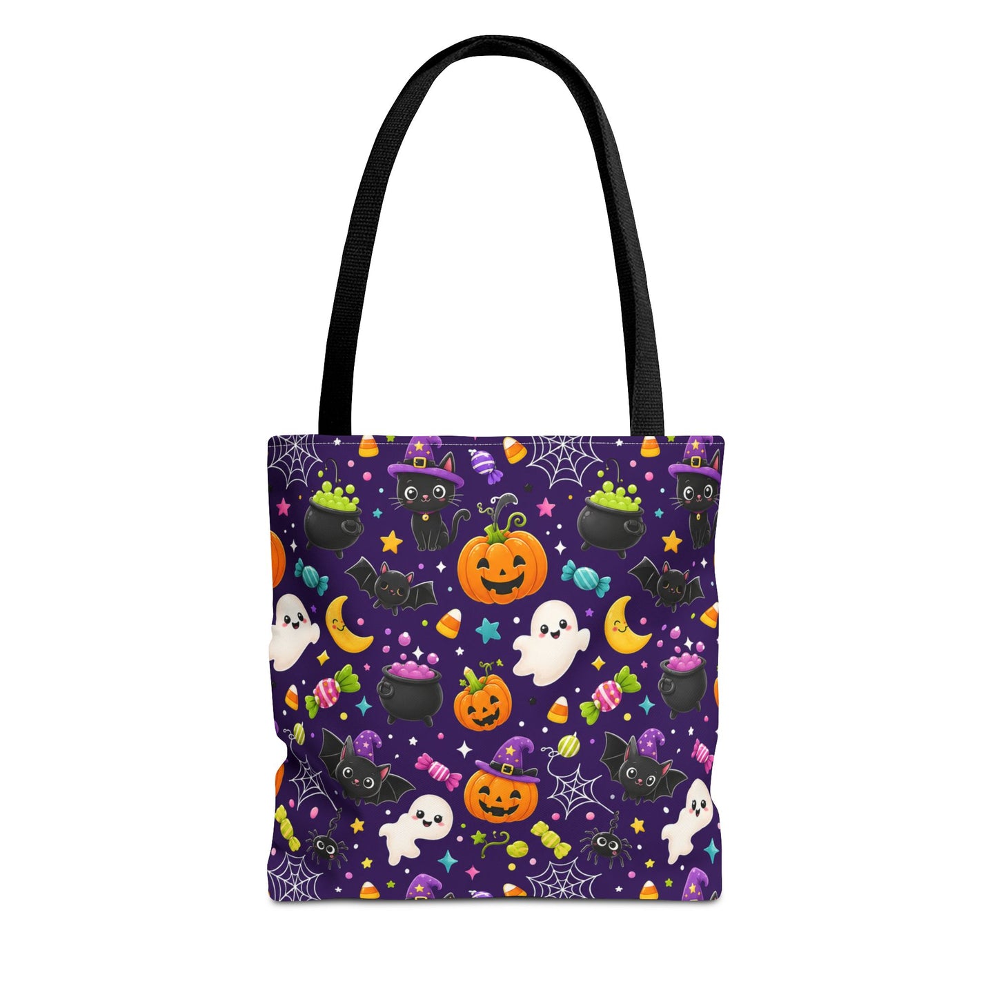Halloween Pattern Tote Bag — Cute Ghosts, Pumpkins & Candy All-Over Print