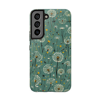 Teal Dandelion Floral Protective Cover Tough Phone Case