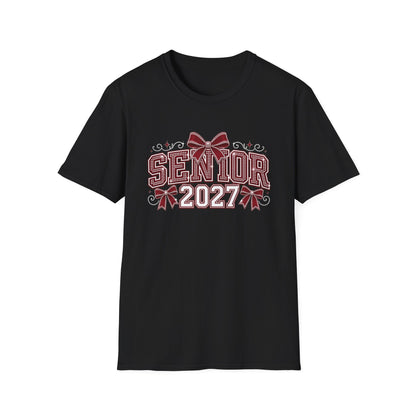 Senior 2027 T‑Shirt — Class of 2027 Cheer Bow Design