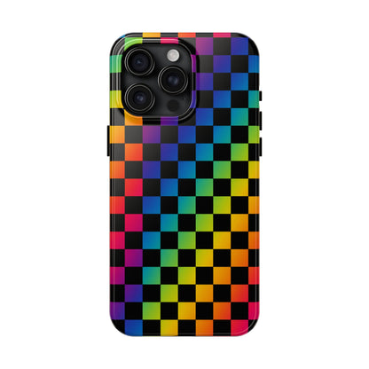 Rainbow Checkerboard Tough Phone Case