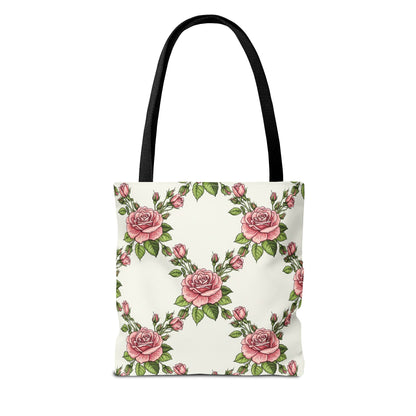 Vintage Pink Rose Wreath Tote Bag