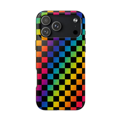 Rainbow Checkerboard Tough Phone Case