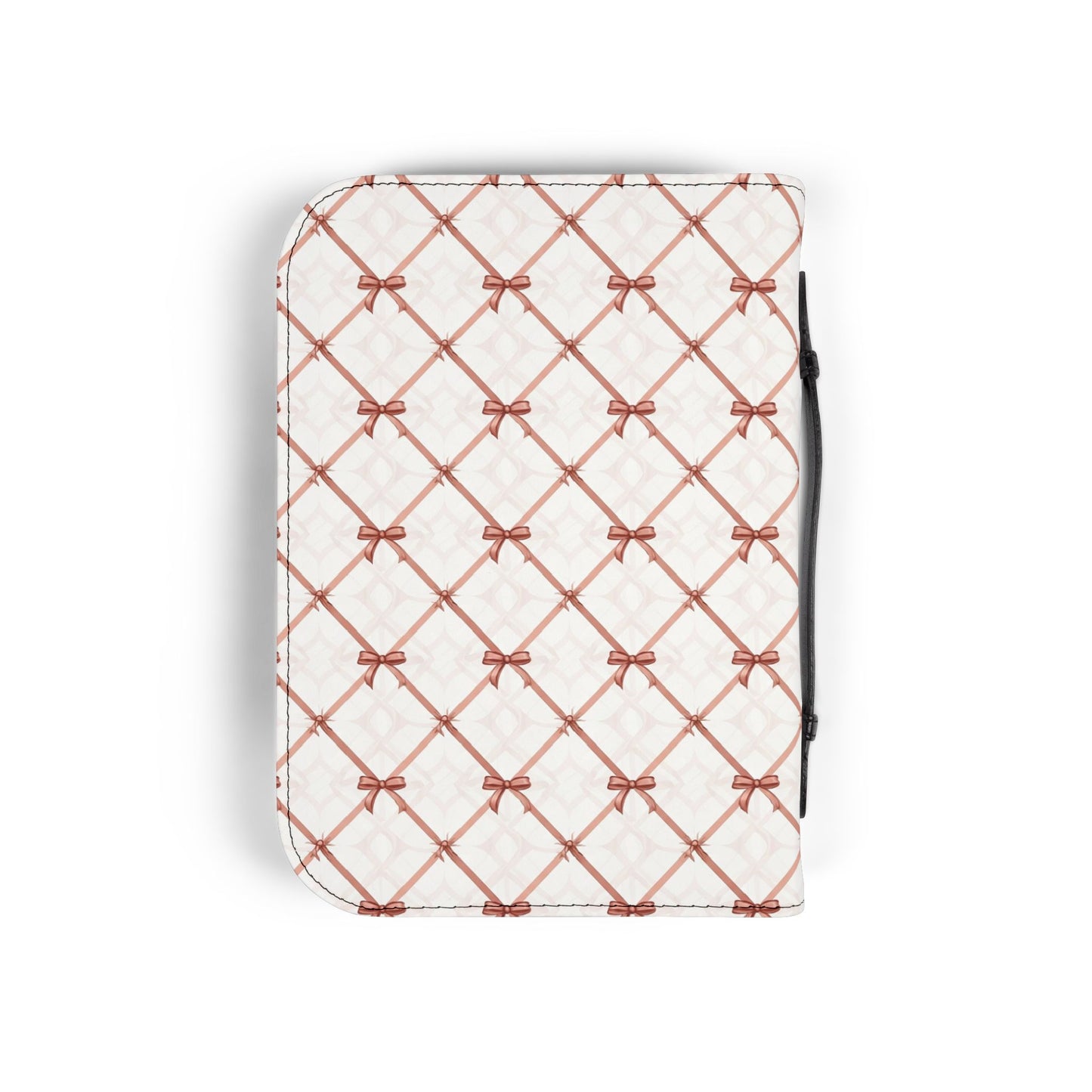 Quilted Rose Bow Pattern Zippered Bible Cover