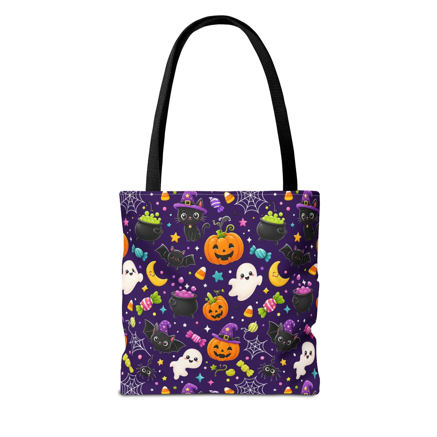 Halloween Pattern Tote Bag — Cute Ghosts, Pumpkins & Candy All-Over Print