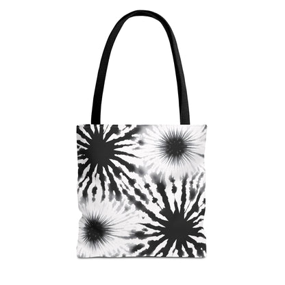 Black & White Burst Tie-Dye Tote Bag