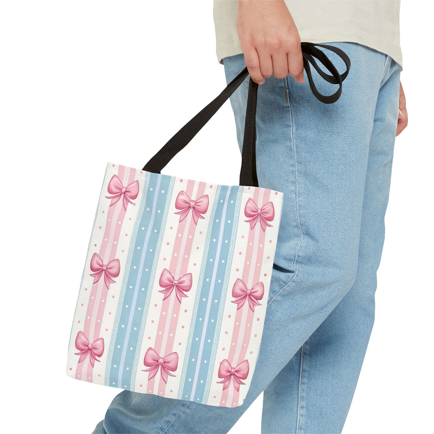 Bow Stripes & Polka Dots Tote Bag