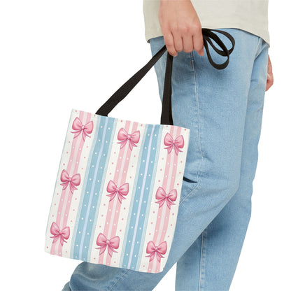 Bow Stripes & Polka Dots Tote Bag