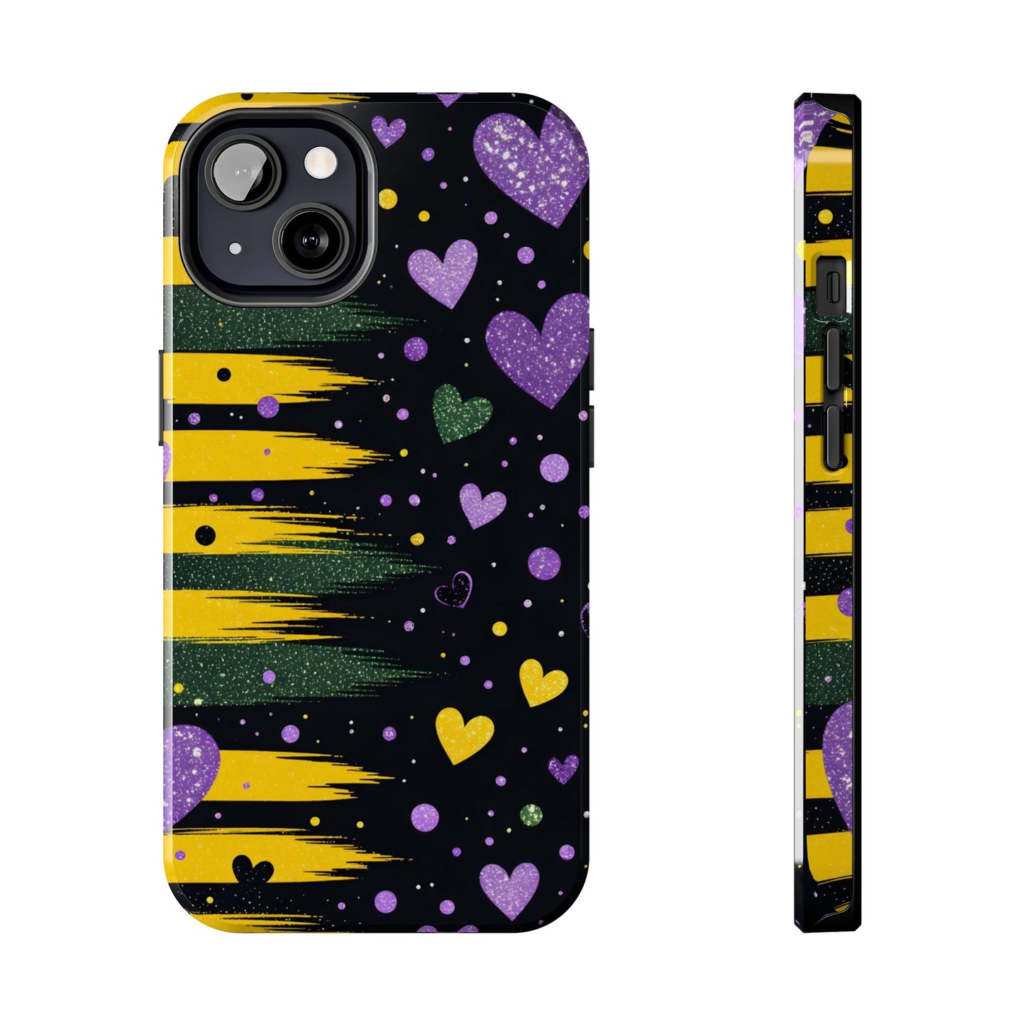 Glitter Hearts Stripe Phone Case