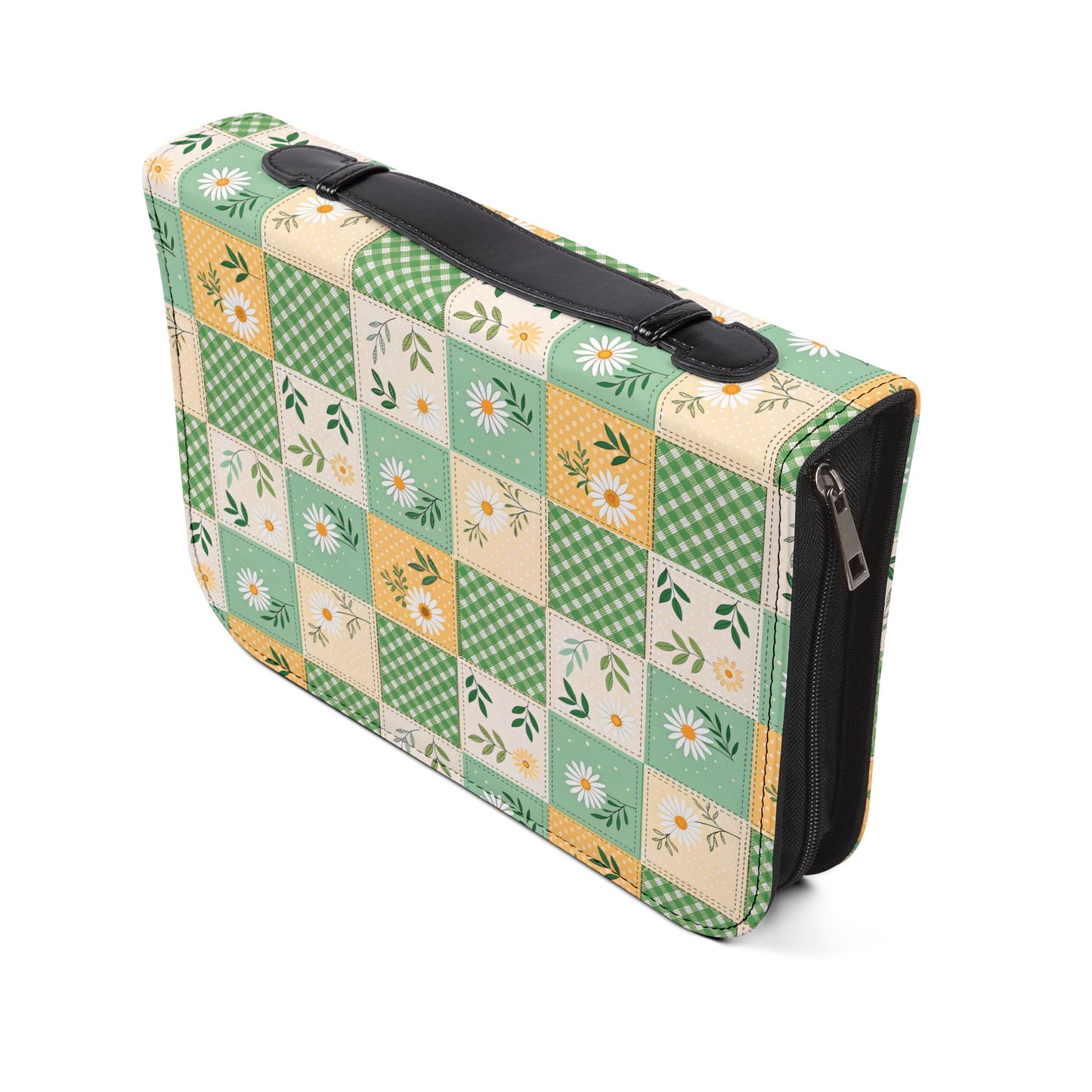 Green Daisy Patchwork Zippered Bible Cover