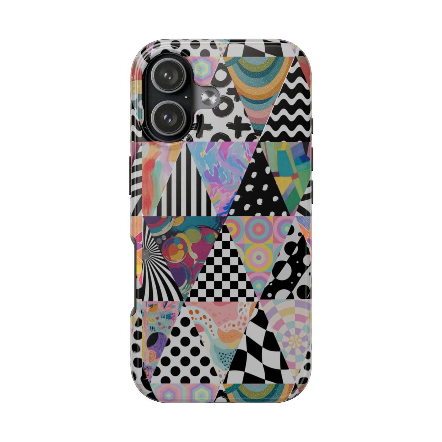 Retro Geometric Patchwork Design Tough Phone Case