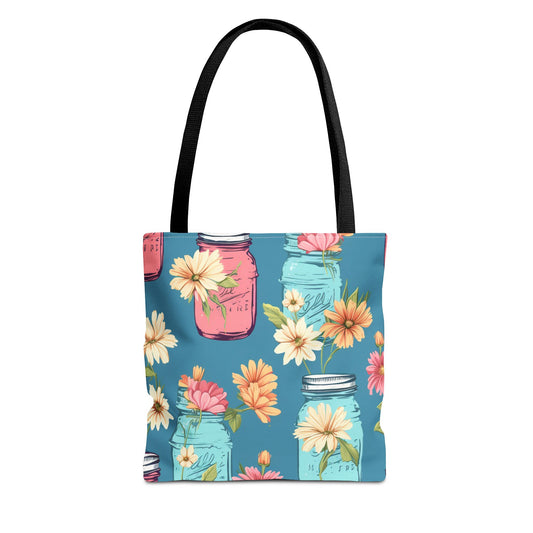 Floral Mason Jar Tote Bag
