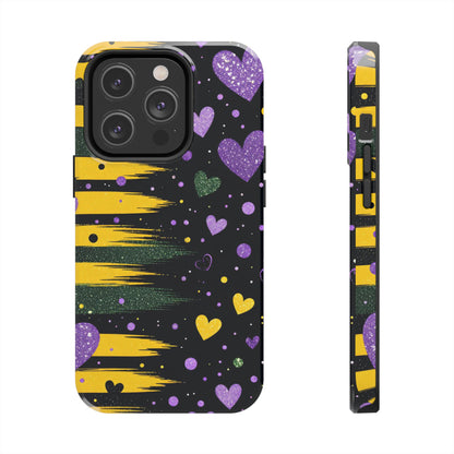 Glitter Hearts Stripe Phone Case