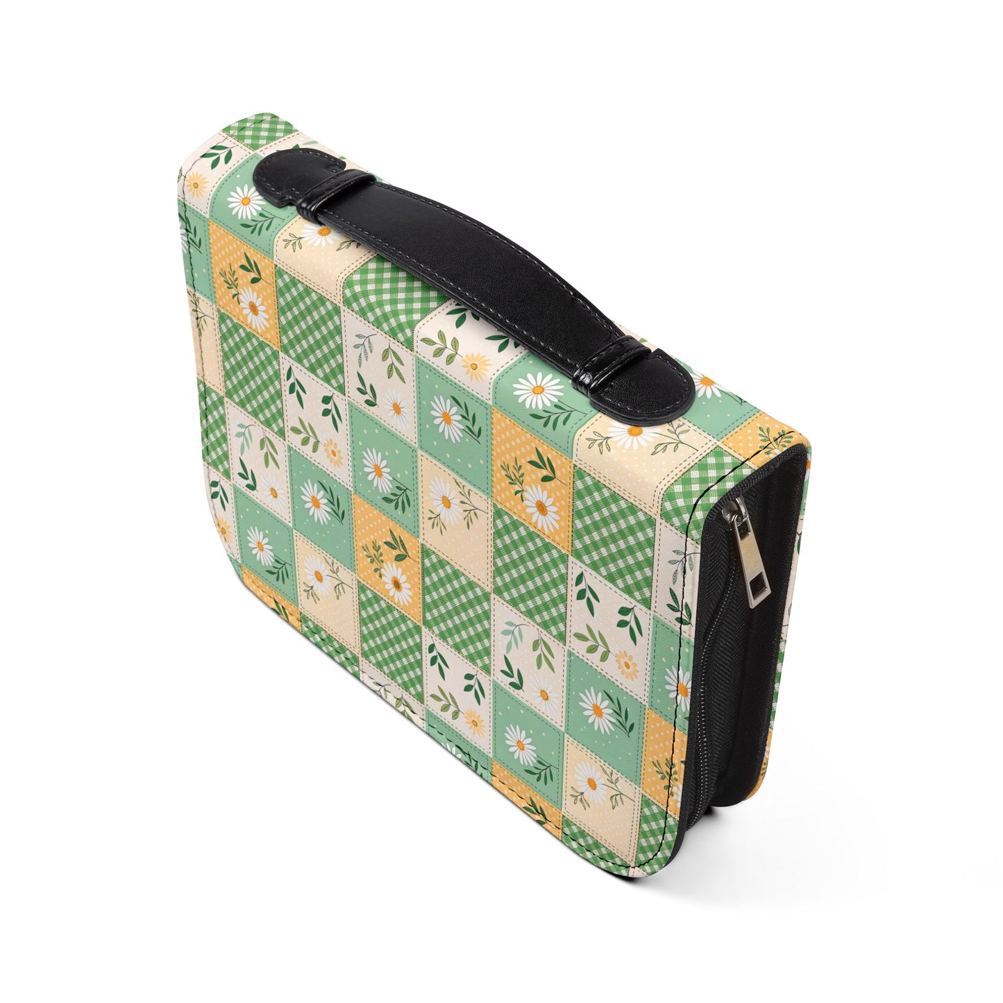 Green Daisy Patchwork Zippered Bible Cover