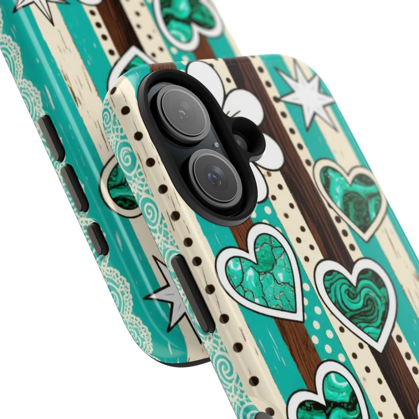 Turquoise Hearts & Daisies Tough Phone Case