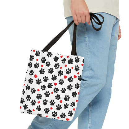 Paw Print & Hearts Tote Bag