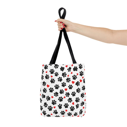 Paw Print & Hearts Tote Bag