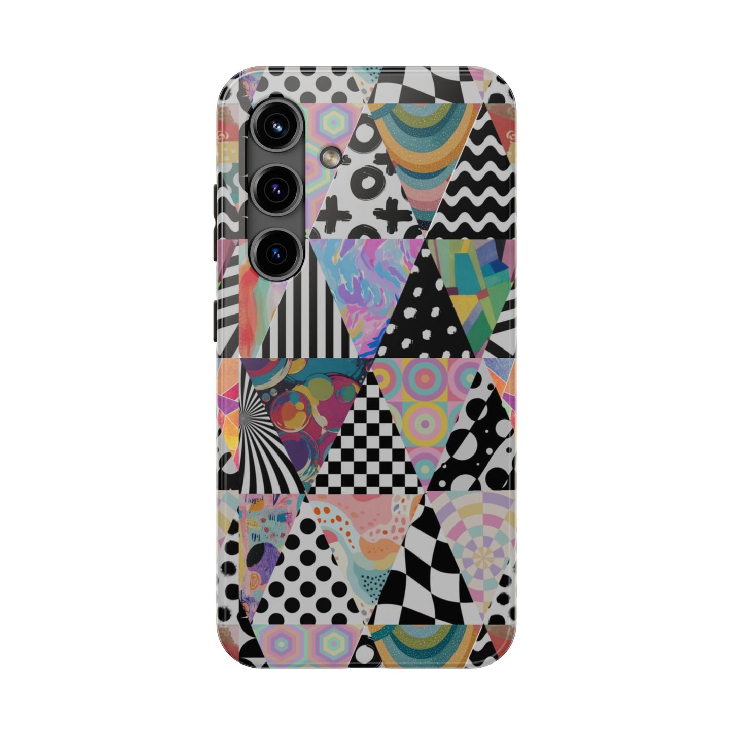 Retro Geometric Patchwork Design Tough Phone Case