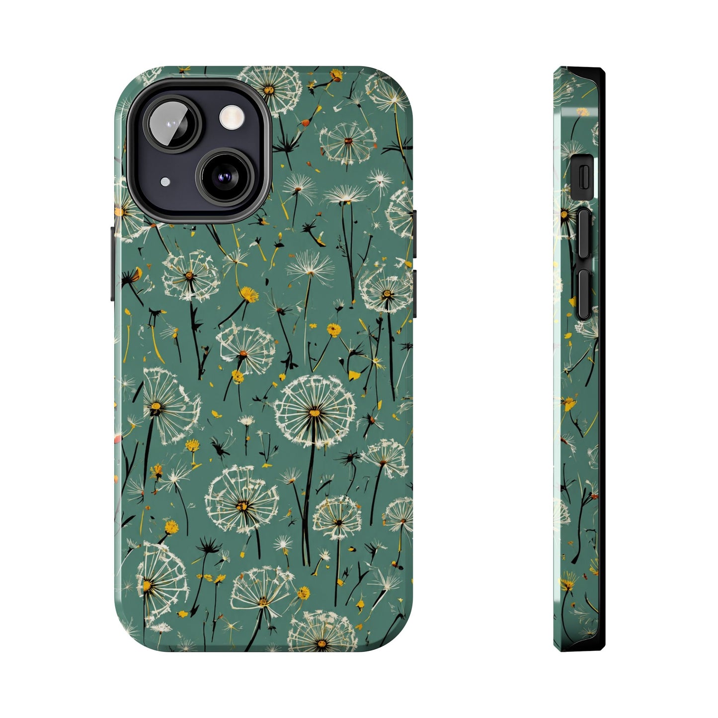 Teal Dandelion Floral Protective Cover Tough Phone Case