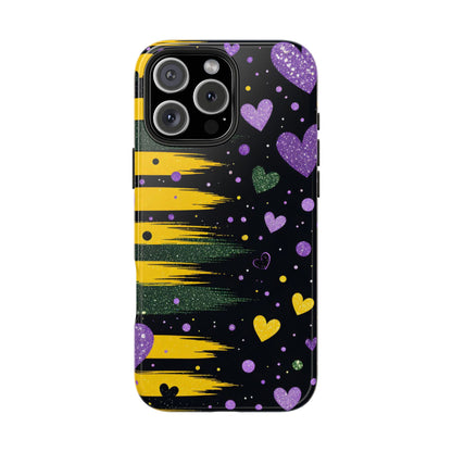 Glitter Hearts Stripe Phone Case