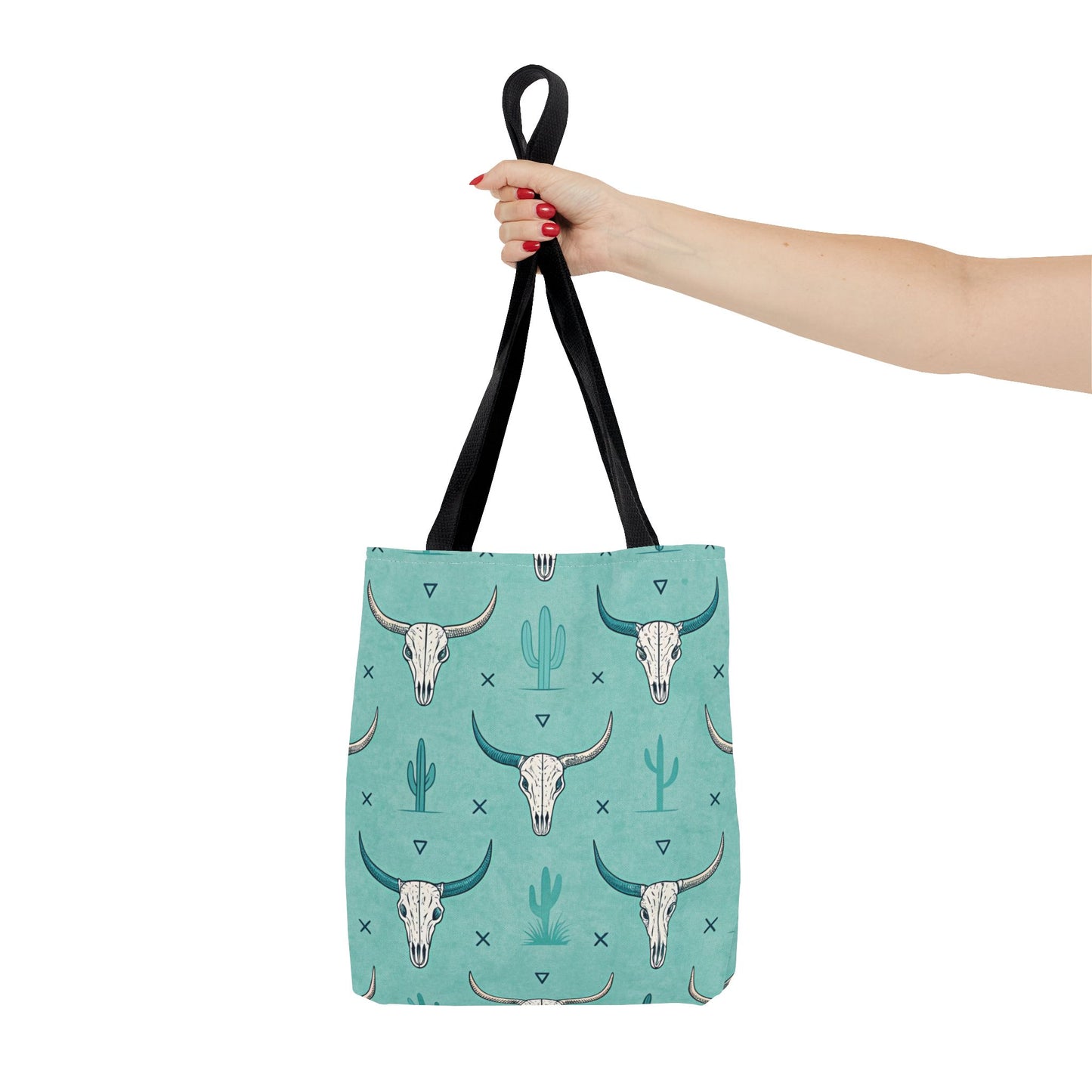 Turquoise Cactus & Cow Skulls Tote Bag